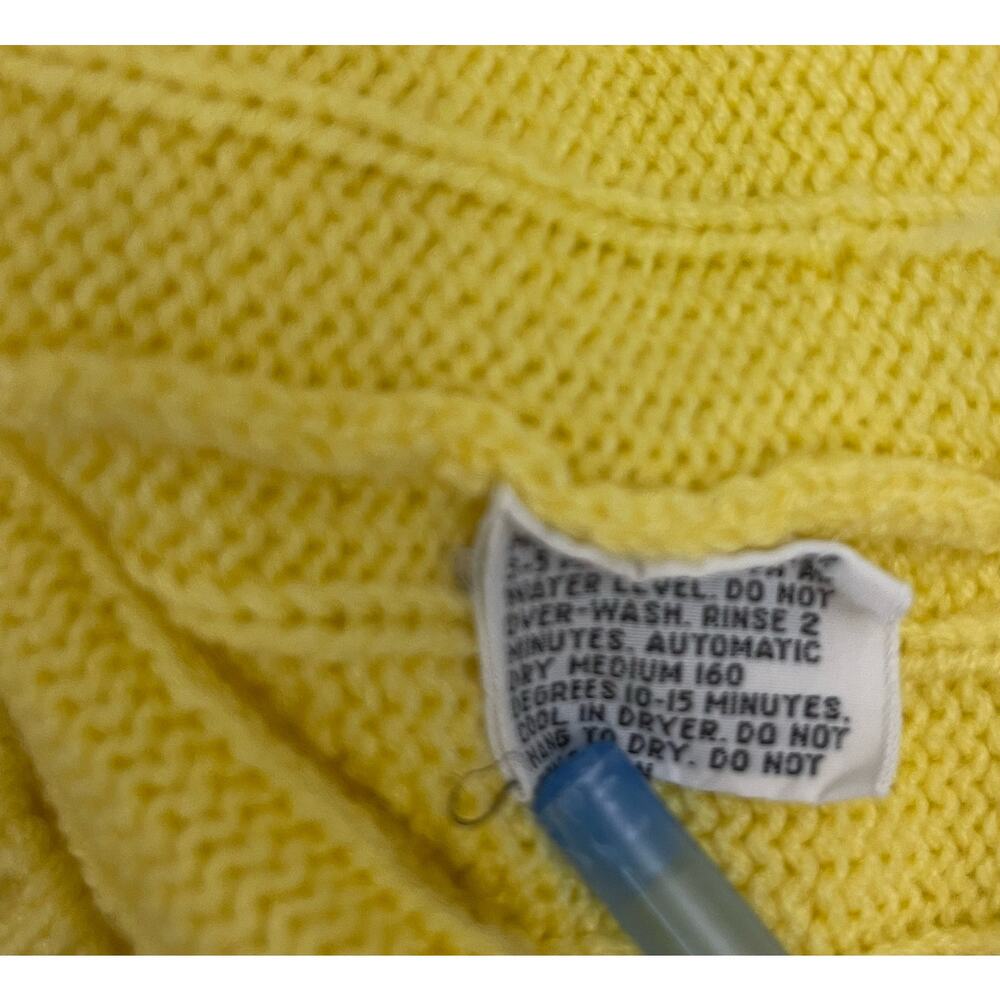 Vintage Puritan Sweater Pastel Yellow with White/Blue Trim Tennis Cricket Jumper - Picture 8 of 10